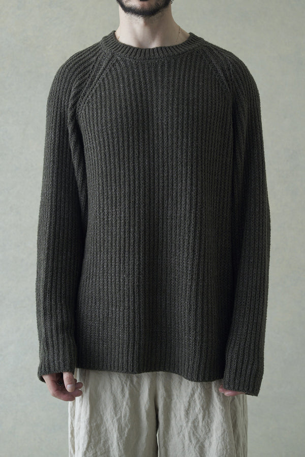 DEVOA knitted pullover SKL-CNTL olive